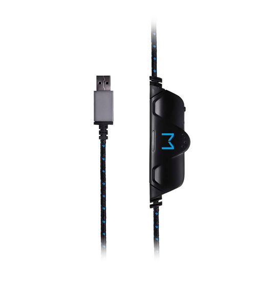 Headset Gamer Multilaser Warrior 2.0 PH244 com Microfone Controle de volume  no cabo Conector USB LED Azul