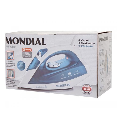 Ferro De Passar A Vapor E A Seco Mondial Nf 34 Branco E Azul Claro Promo Mobile